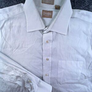 Gitman Bros Button Up Shirt WHITE Long Sleeve Cotton Oxford, Men's 16.5 34